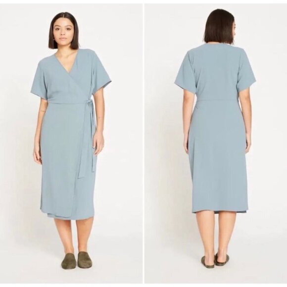 Universal Standard Dresses & Skirts - Universal Standard Airy Crepe Wrap Dress Size 18-20 NWT New Goblin Blue Short Sl